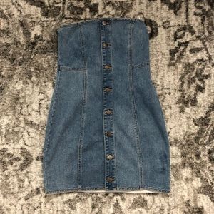 LuLus Strapless Denim Dress